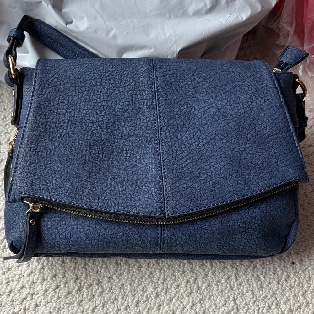 Urban expressions Satchel shoulder Crossbody bag NWOT Med. Blue Denim Suede look